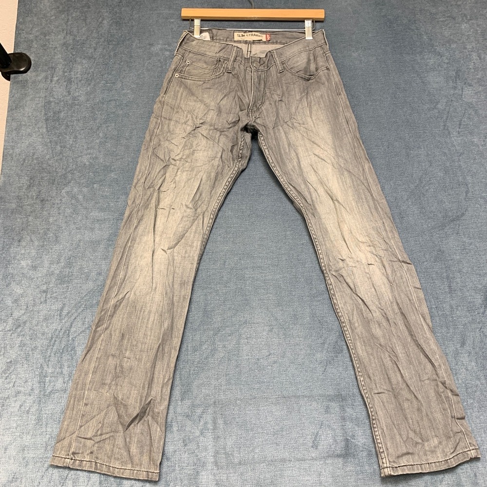 Levi's 514 Straight Jeans Mens 29x30 Gray Denim Cotton Slim Fit Zip Fly Outdoor